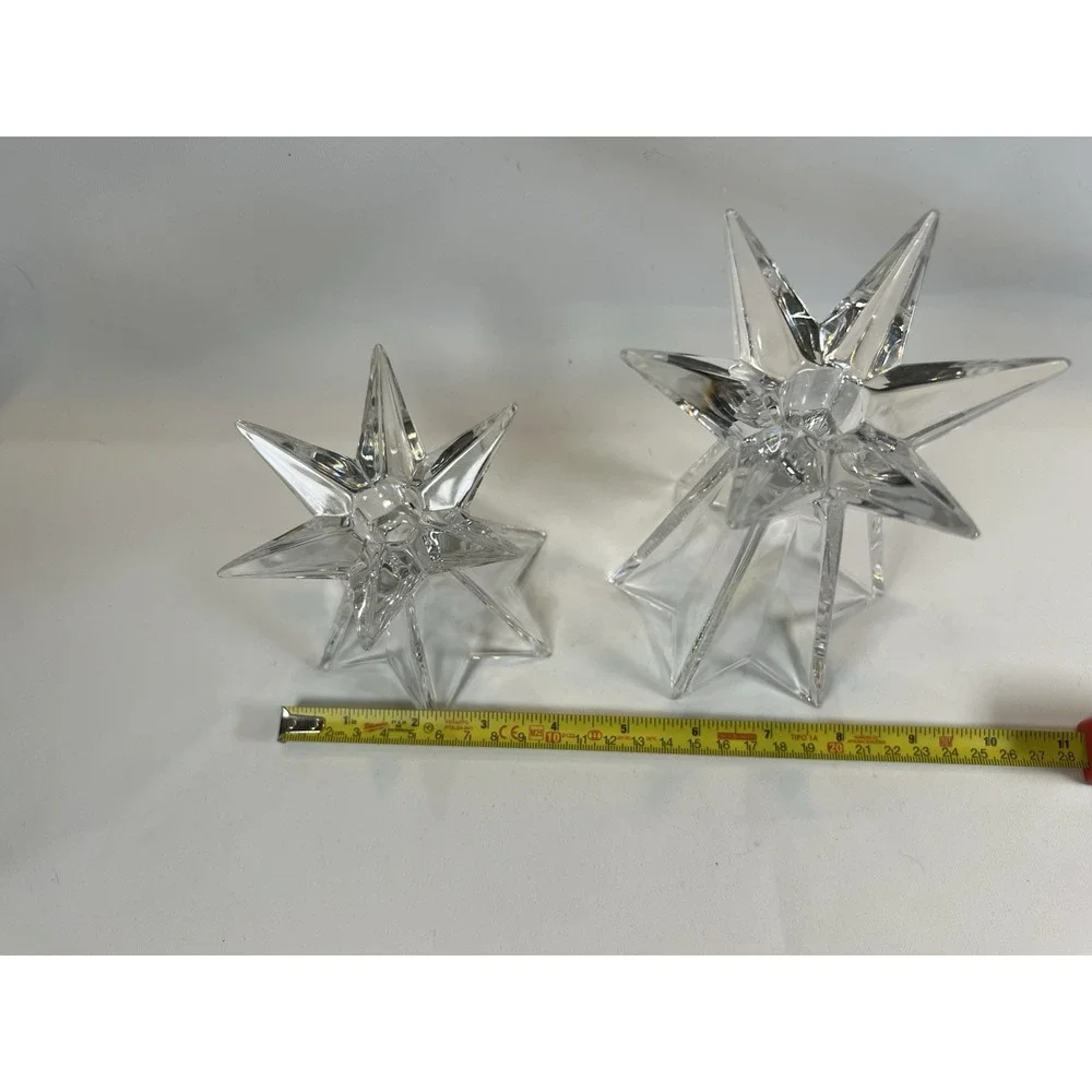 Star Shaped Footed Glass Candle Holders Set Of 2 Celestial Decor Abstract